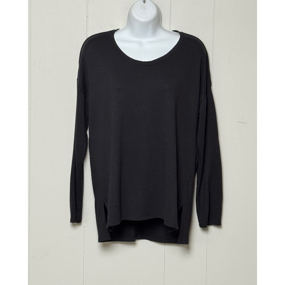 Banana Republic Women's Black Long Sleeve Scoop Neck High-Low Knit Top Sz Small